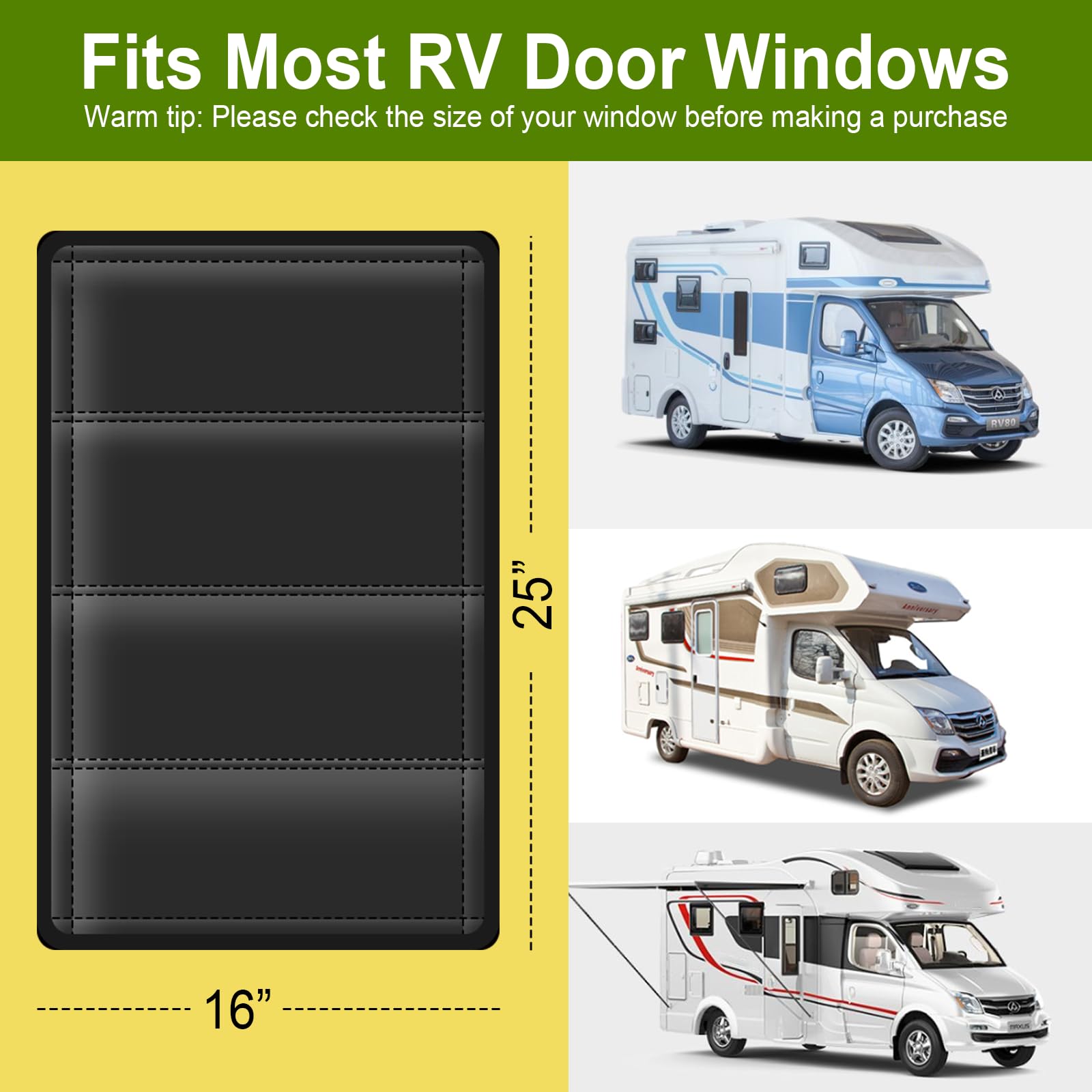 Torkrig Privacy Blackout RV Door Window Shade