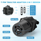Torkrig™ 7 Pin to 4 Pin & 5 Pin RV Trailer Blade Plug Adapter (2-in-1)