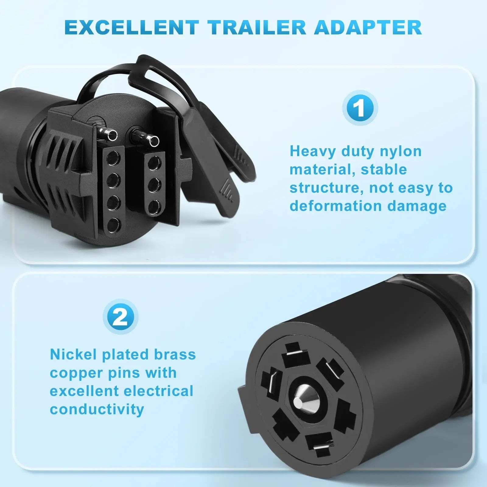 Torkrig™ 7 Pin to 4 Pin & 5 Pin RV Trailer Blade Plug Adapter (2-in-1)