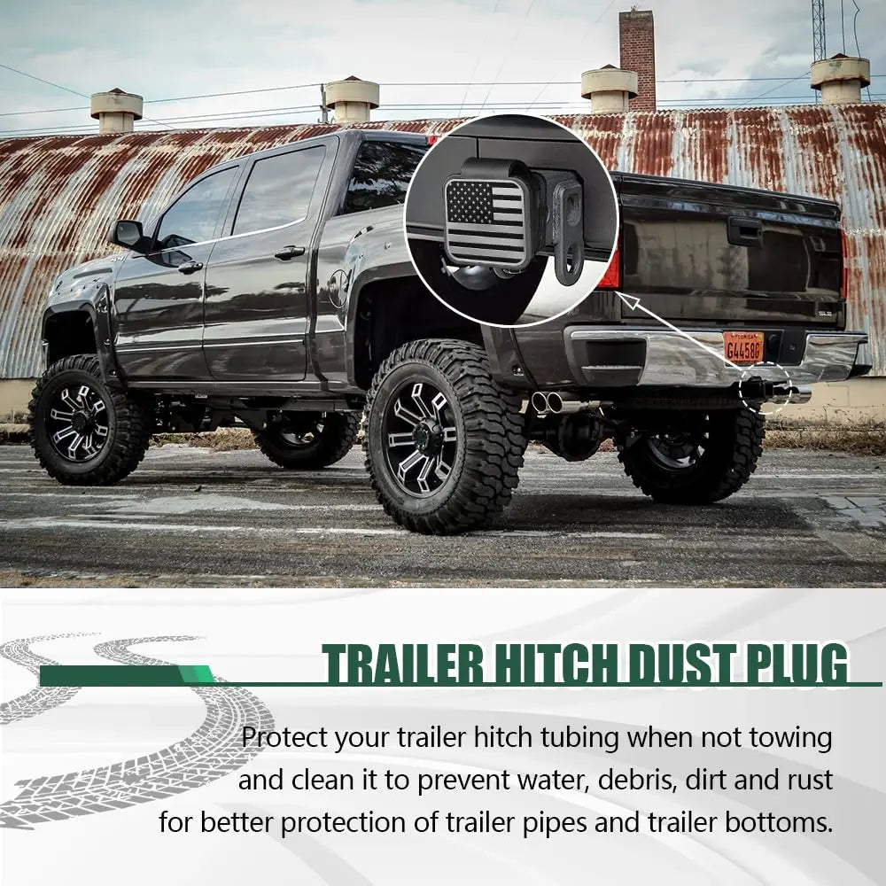 Torkrig™ American Flag Trailer Hitch Cover - Matte Black 2 Inch Plug