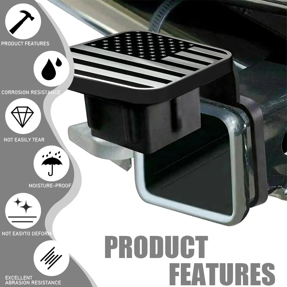 Torkrig™ American Flag Trailer Hitch Cover - Matte Black 2 Inch Plug
