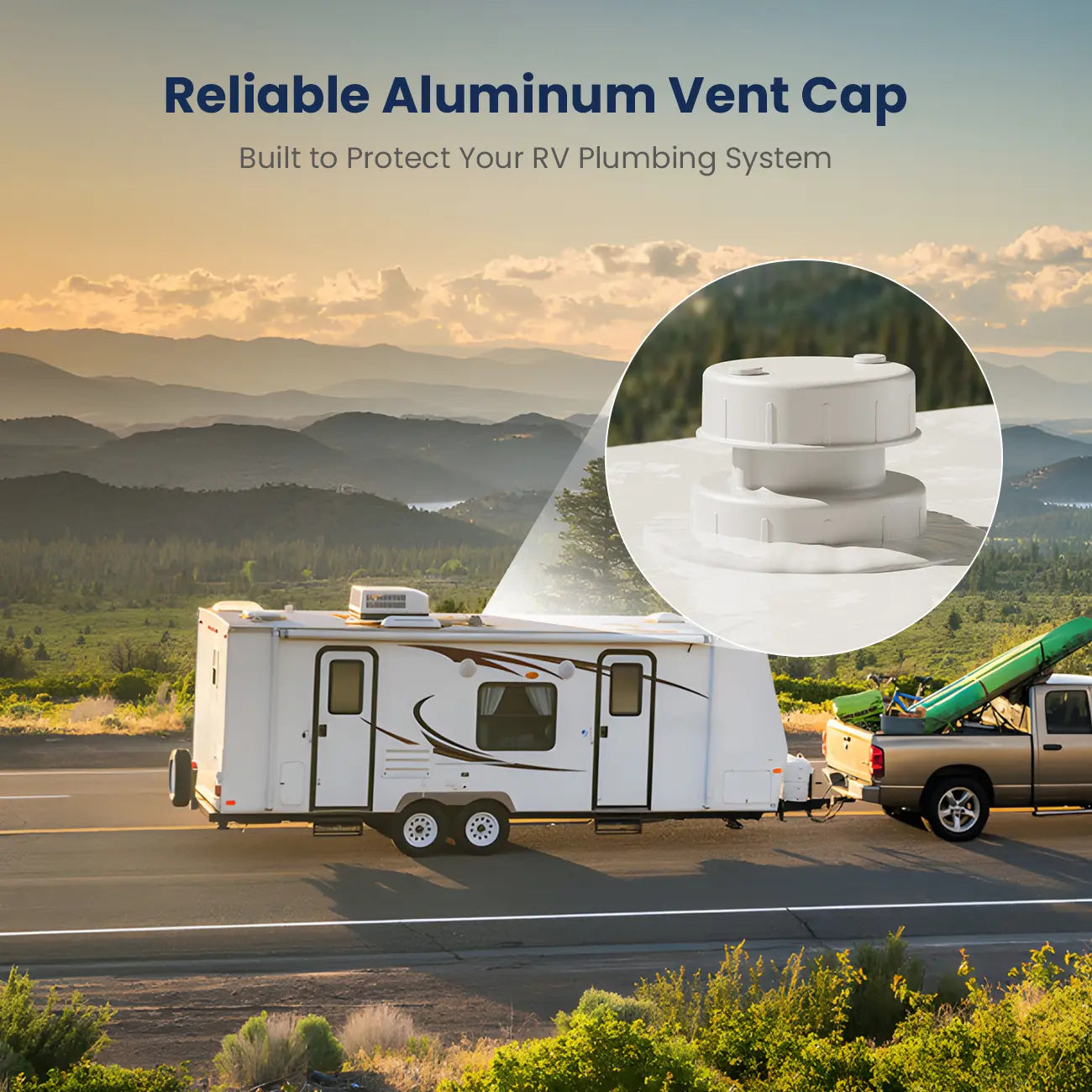 Torkrig™ Aluminum RV Roof Plumbing Vent Cap Kit with Mesh Screen