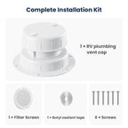 Torkrig™ Aluminum RV Roof Plumbing Vent Cap Kit with Mesh Screen