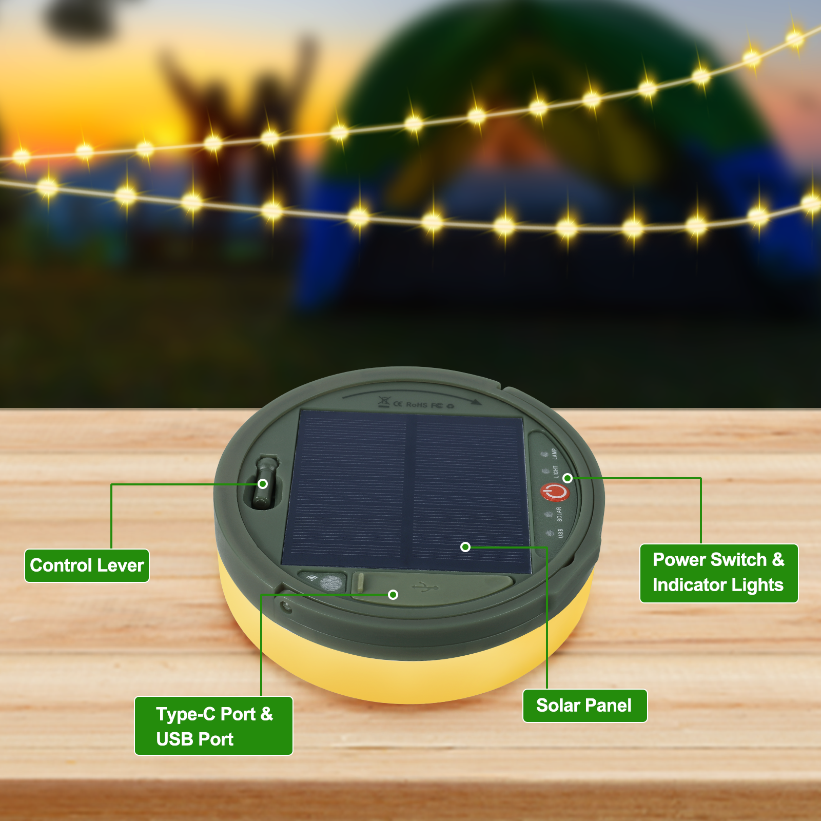 Torkrig Lighting 4 in 1 Solar Camping String Lights