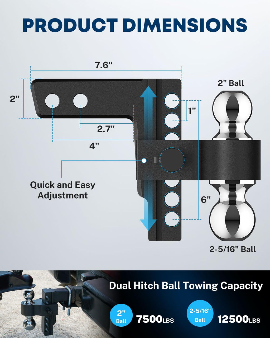 Torkrig 2-in-1 Adjustable Trailer Hitch