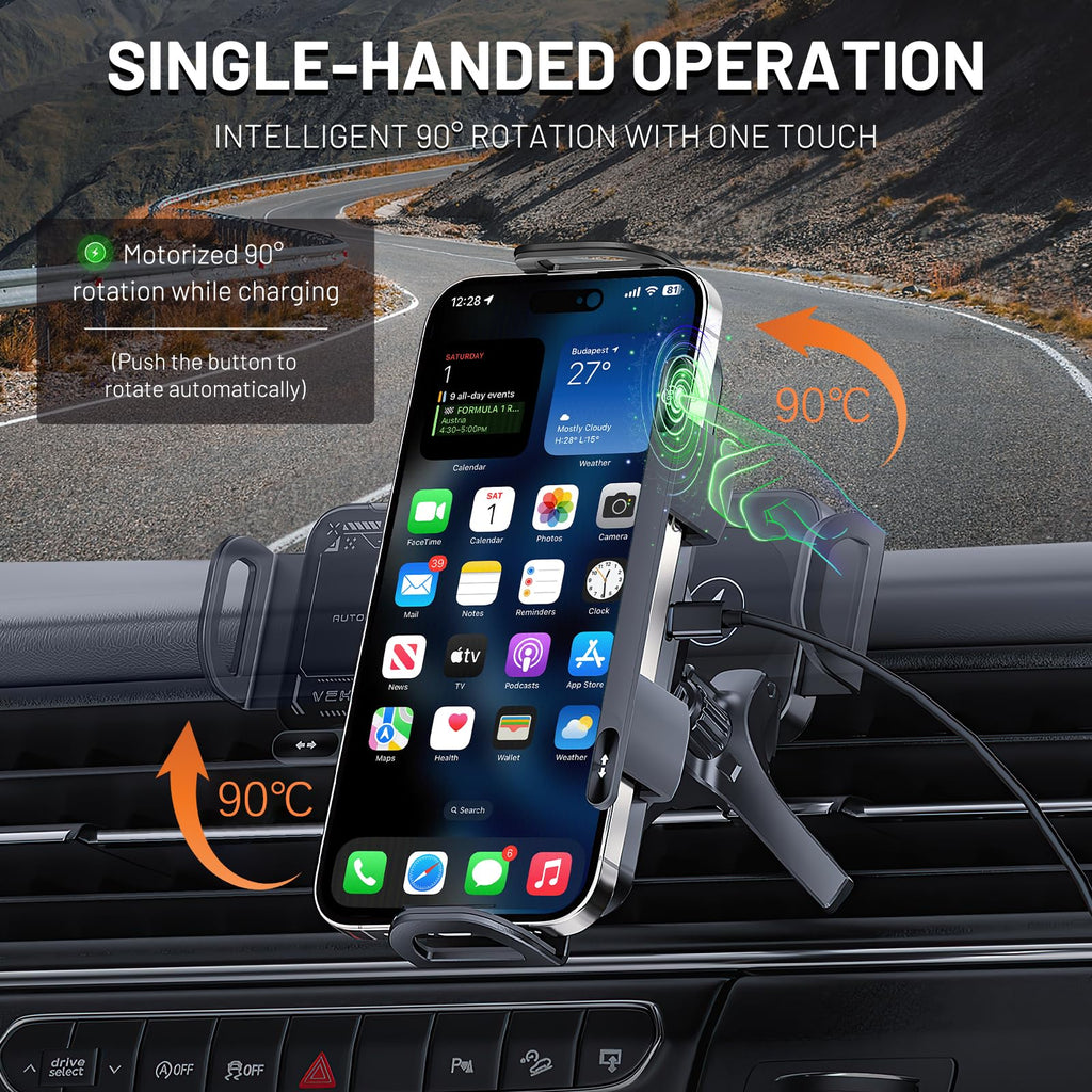 Torkrig 2 in 1 Auto Rotating Car Charger Holder