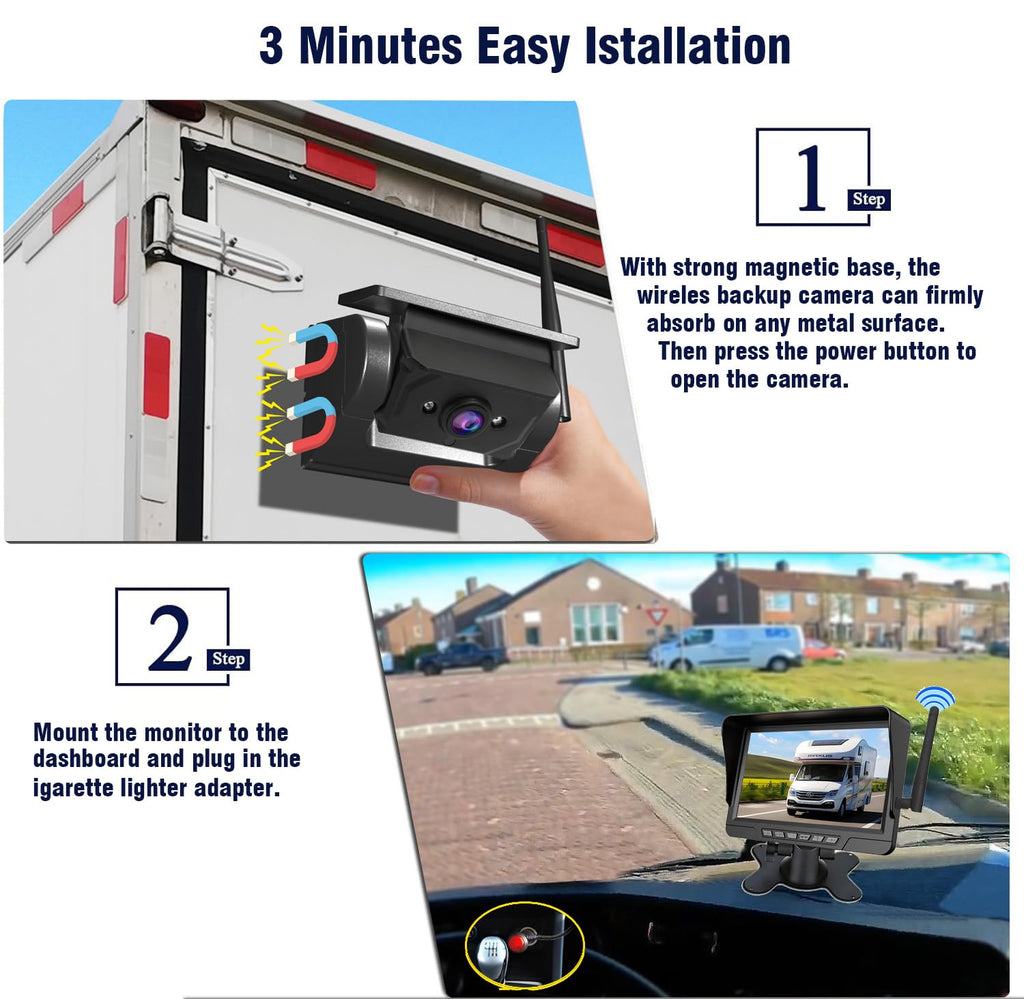 Torkrig™ Magnetic Solar Wireless Backup Camera System - 1080P HD