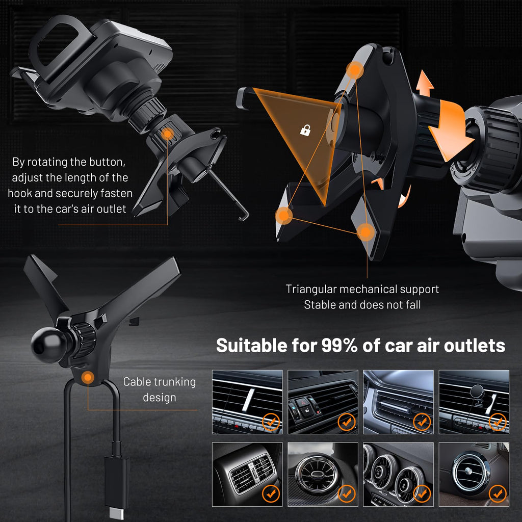 Torkrig 2 in 1 Auto Rotating Car Charger Holder