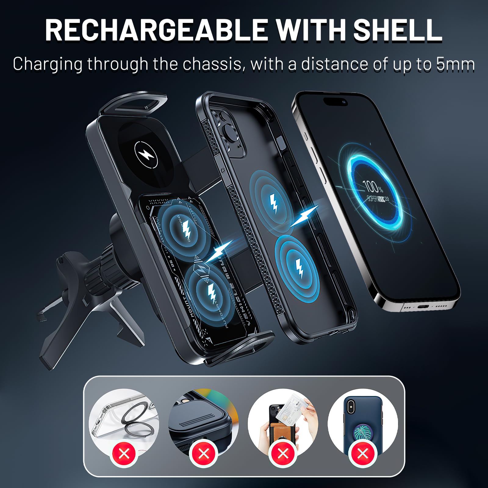 Torkrig 2 in 1 Auto Rotating Car Charger Holder
